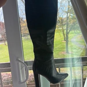 Tall sexy leather knee high boots